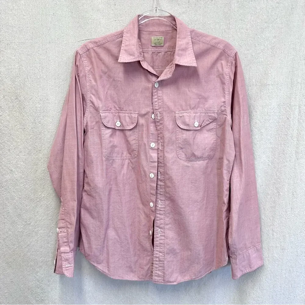 J. Crew lot of 3 men's button down long sleeve red/orange shirts size‎ Medium